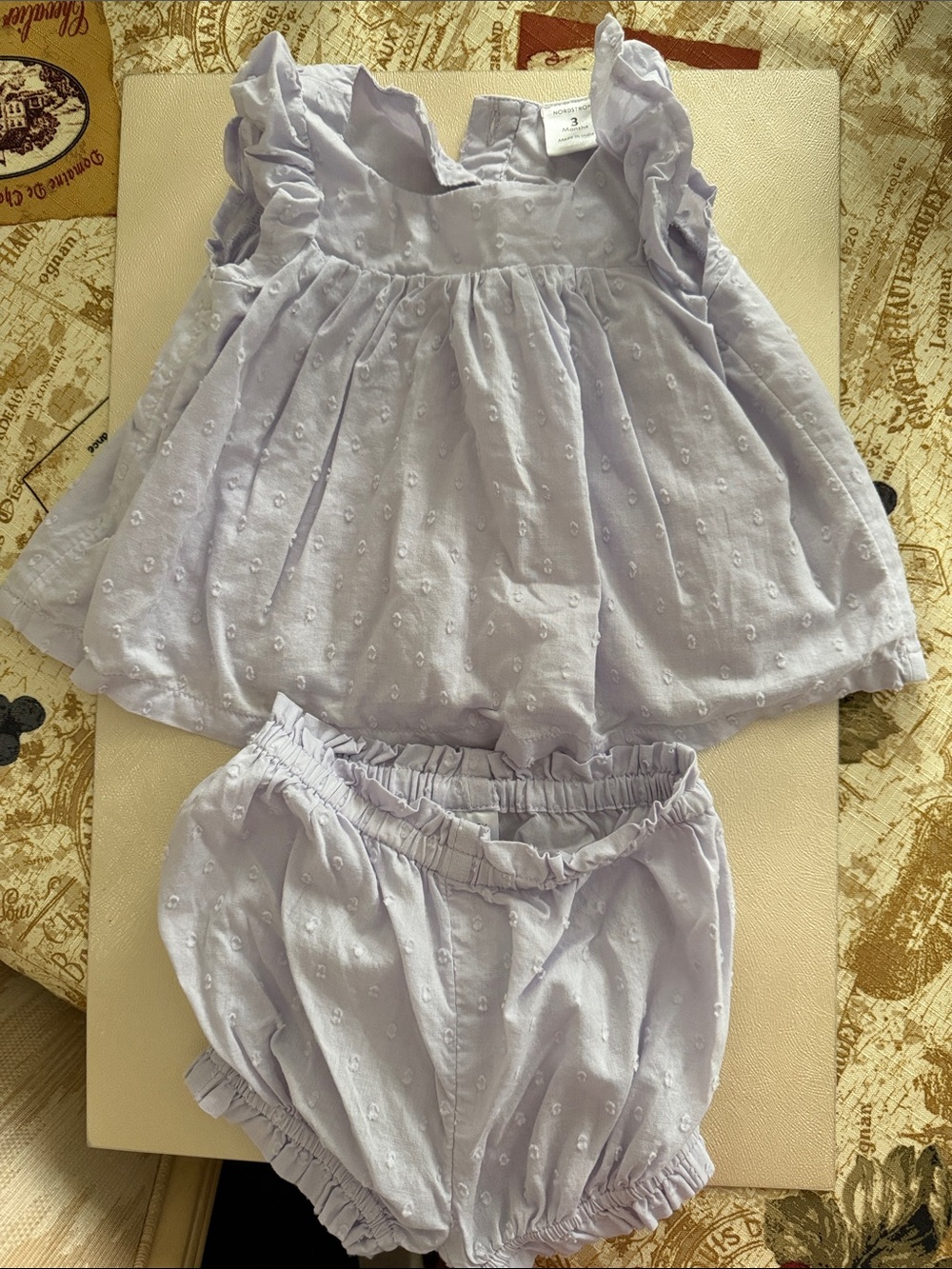 Nordstrom Lavender Eyelet Matching Top & Bloomers Set